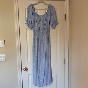 Lush Light Blue Polka Dot Maxi Dress